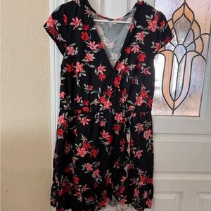 Floral Black and Red Women's Dress